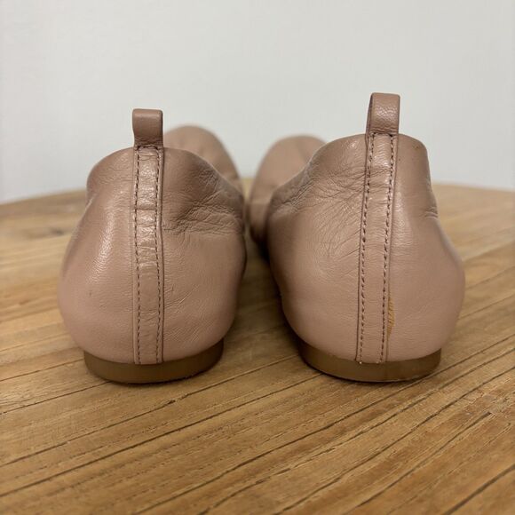 J Crew Anya Ballet Flat Womens Size 8 Tan BlushPink Leather Neutral Comfy Preppy - Picture 2 of 13